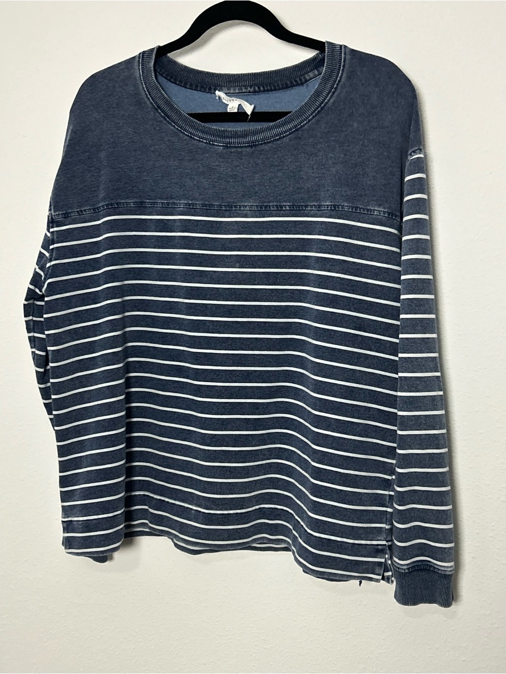Jane and Delancey Navy and White Striped Crewneck